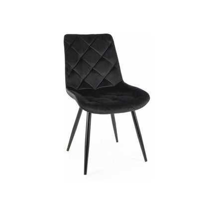 Scaun RALPH, stofa catifelata neagra/negru, 51x42x88 cm