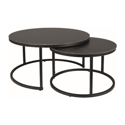 Set 2 masute cafea FERRANTE D, negru mat, ceramica/metal