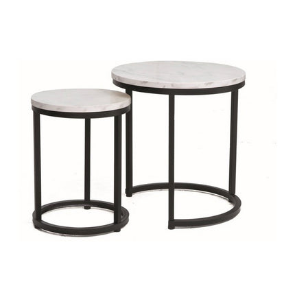Set 2 masute de cafea HOLA, alb/negru mat, PAL/metal