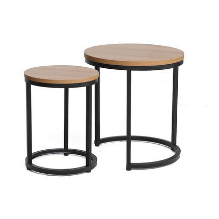 Set 2 masute de cafea HOLA, stejar/negru, PAL/metal