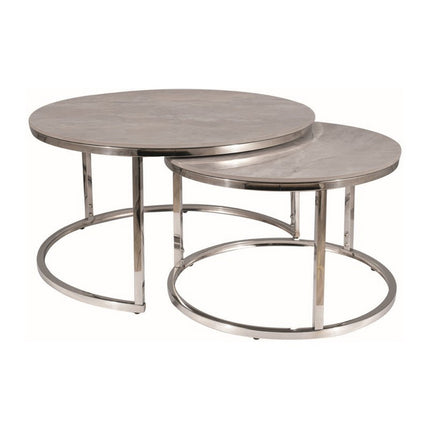 Set 2 masute PORTAFINO B, ceramica/metal, gri/crom