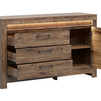 Comoda Torin cu 3 sertare si o usa, stejar, 45X157X93 cm