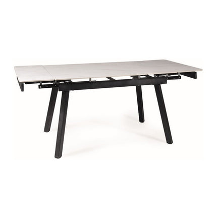 Masa extensibila JOHN, ceramica/metal, alb/negru mat, 120-180x85x76 cm