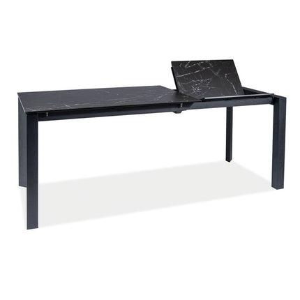 Masa extensibila METROPOL CERAMIC, sticla/ceramica, negru, 120-180x80x76 cm