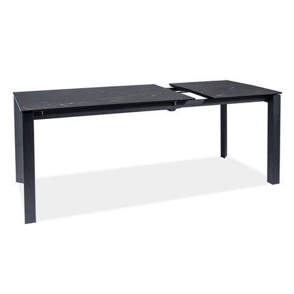 Masa extensibila METROPOL CERAMIC, sticla/ceramica, negru, 120-180x80x76 cm